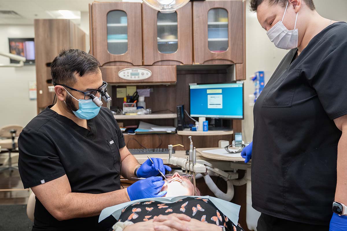 A woman getting dental work done